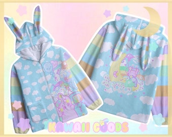 Fuzzy Dreamy Kikko TV & Emotion Bear  Friends Hoodie, Kawaii hoodie, Cute hoodies, pastel hoodie, adorable hoodie, kawaii hoodie