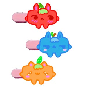 Frutas Cuties Glitter Hairclip Set, Decora hairclips, dreamy hairclips, kawaii hairclips, star hairclips, cute hairclips, decora hairclips