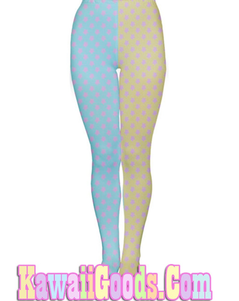 Starry Tights, Pastel Colorblock Fairy Kei Tights image 3