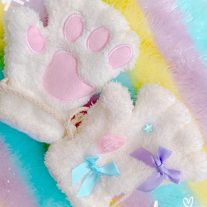 Dreamy Fingerless Animal Gloves, kawaii gloves, cute gloves, pastel gloves