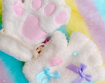 Guantes de animales sin dedos de ensueño, guantes kawaii, guantes lindos, guantes pastel