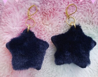 Cute fuzzy starry dainty Earrings, Kawaii earrings, cute earrings, fluffy stars earrings, dreamy earrings, star earrings, kawaii fluffy