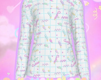Fairykei Cutie Grid Turtle Neck Top, kawaii top, cute top, kawaii clothing, cute clothing, pastel clothing