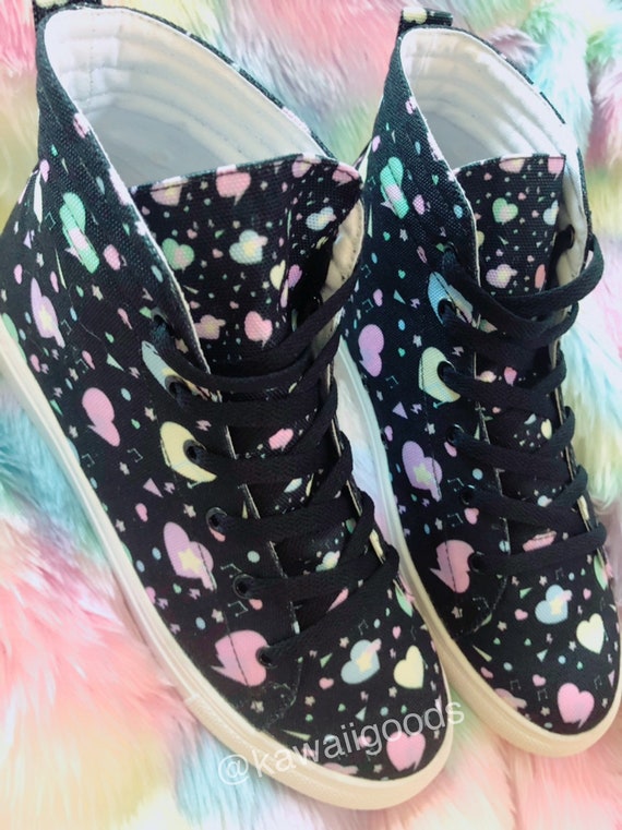 Heart Confetti Party Yume Kawaii Shoes Fairy Kei Shoes Pastel