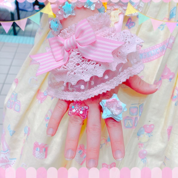 Dreamy Star Macaron Ring, fairykei ring, kawaii ring, pastel accessories, kawaii accessories, fairykei accessories, pastry ring