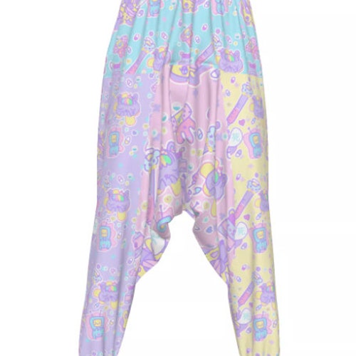 Hurt Bunny Pain Death harem pants, Boystyle Menhera, Boystyle pants, pastel pants, pastel joggers, kawaii pants, yami kawaii pants, kawaii