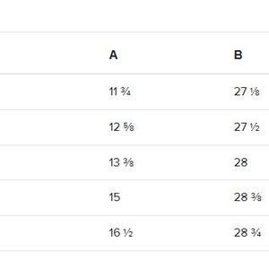 May include: Size chart showing measurements in inches for a garment. The chart includes measurements for the bust, waist, and hips in sizes XS, S, M, L, and XL.