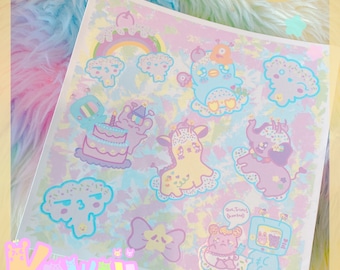 KG Cuties Sticker Sheet, kawaii stationary, kawaii sticker sheet, cute sticker sheet, pastel sticker sheet