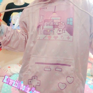 Yami Kawaii Nurse Bear Video Game Pixel Menhera  Sweater, Kawaii Sweater, Pastel Sweater, menhera hoodie, menhera jacket, menhera sweater
