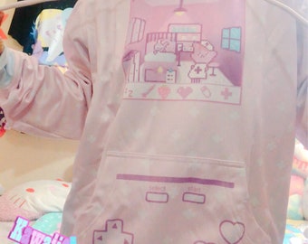 Yami Kawaii Nurse Bear Video Game Pixel Menhera Sweater, Suéter Kawaii, Suéter Pastel, Moletom Menhera, Jaqueta Menhera, Suéter Menhera