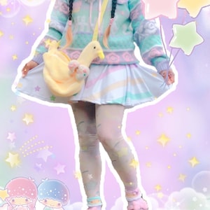 Starry Rainbow Kawaii  Skirt, Pastel Skirt, Fairy Kei Skirt, Kawaii Skirt, Regular Skirt