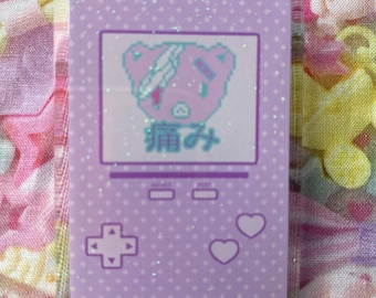 Hurt Bear Video Game Pain Brooch, Creepy Menhera Pin, hurt bear, Creepy Cute Glitter Pin