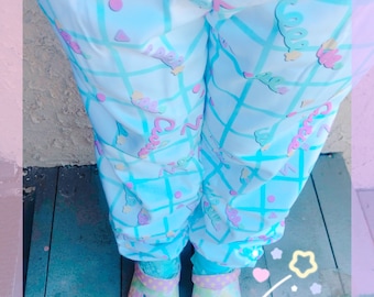 Fairy Kei Pants plush Joggers, fairykei pants, kawaii clothing, cute clothing, pastel pants, clouds pants, pastel clothing