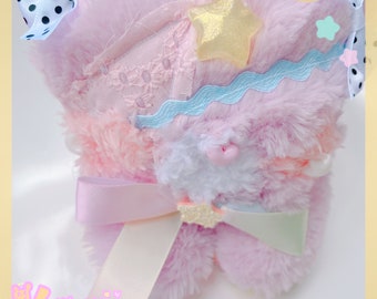 Dreamy Bear OOAk Handmade Plush, kawaii plush, cute plush, bear plush bear, pink bear, cute pink plush, bear plush, kawaii bear plush