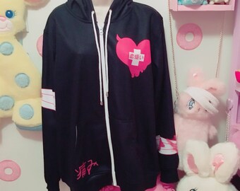 Guro Kawa Hooded it jacket, Plus size Sweater, Yami Kawaii Hoodie,  Plus size, menhera hoodie, yami kawaii hoodie