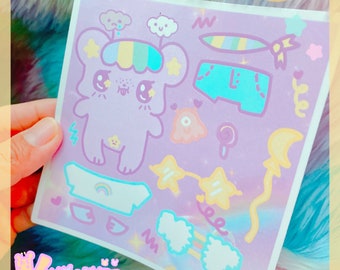 Emotion Bear Dress Up Sticker Sheet, kawaii stationary, kawaii sticker sheet, cute sticker sheet, pastel sticker sheet