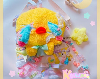 Dreamy Upcycled baby Duck Bag, pastel bag, kawaii bag, cute bag, OOAK bag, cute purse, kawaii purse, adorable purse, fairykei purse