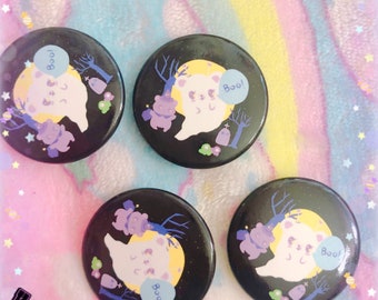 Alien Ghost Bear and Witch Bear Halloween Button
