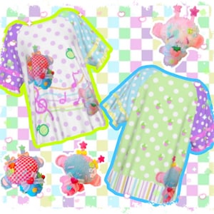 Scrap Alien Monkey Heisei Retro top, heisei retro fashion top, kawaii top, cute top, panda  top, four leaf clover top