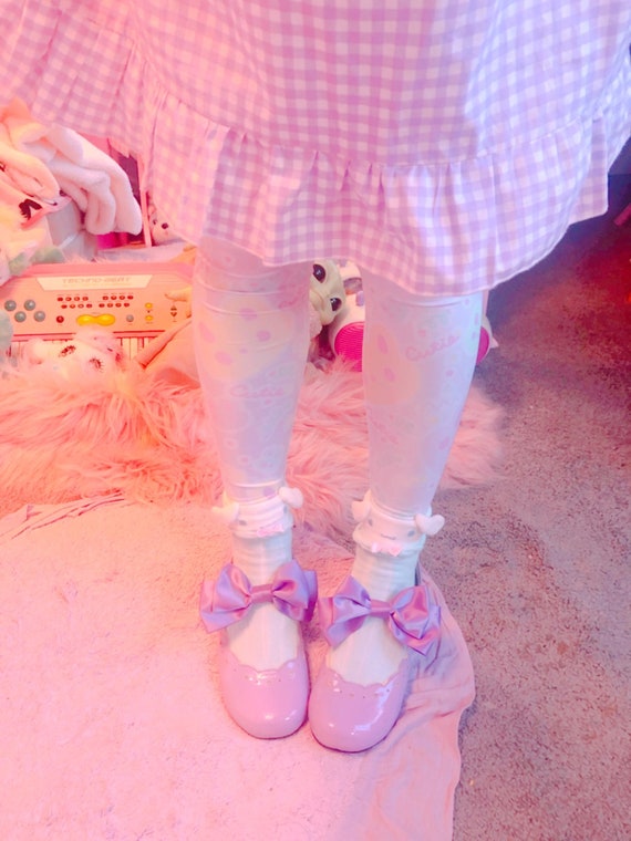 Dreamy Bunny Cutie Tights , Fairy Kei Leggings, Pastel Bear