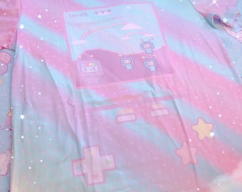 Kikko TV Pastell Yume Kawaii Tee, Pastell Videospiel Top