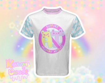 Anti-AI / Support Human Artist Cotton Shirt, Kawaii shirt, cute shirt, pastel shirt, pastel clothing, cute clothing, kawaii clothing, pastel