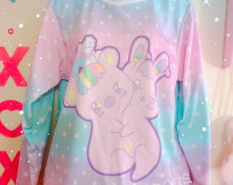 Emotion Bear and Yami Bunny two headed creature Yume kawaii  Sweater, Kawaii Sweater, Pastel Sweater