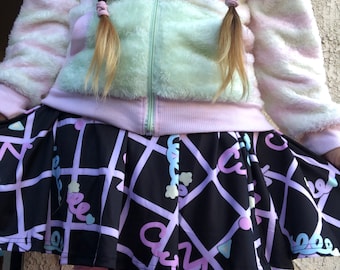 Fairy kei Cutie Grid Suspender Skirt, Pastel Skirt, Fairy Kei Skirt, Kawaii Skirt, Regular Skirt