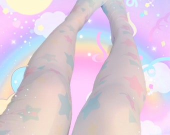 Starry Dreamy Tights, Fairy Kei Tights, Fairykei Tights, cute tights, kawaii tights, pastel clothing, fairykei clothing, kawaii clothing