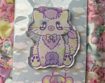 Pop Kei Kitty Glitter Acrylic Pin, Acrylic Pin, Kawaii Pin, kawaii acrylic pin, plastic epoxy pin, cute pin, kawaii brooch