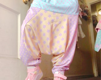 Starry Pants harem pants, Boystyle Fairykei, Boystyle pants, pastel pants, pastel joggers, kawaii pants, kawaii clothing