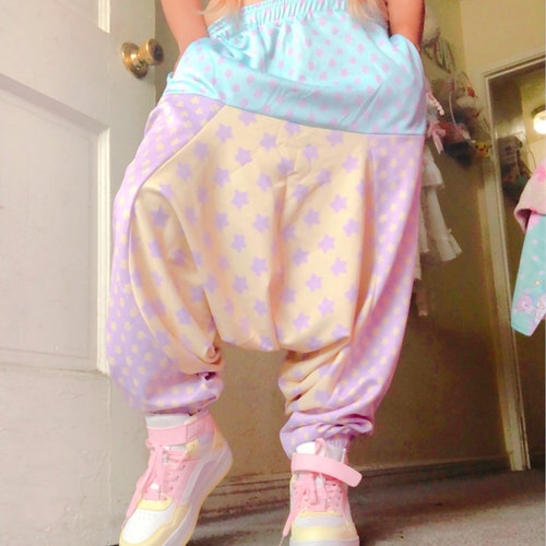 Starry Pants harem pants, Boystyle Fairykei, Boystyle pants, pastel pants, pastel joggers, kawaii pants, kawaii clothing