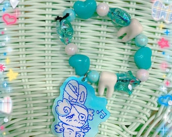 Tenshi Usagi Lenticular bracelet, yami kawaii, cute bracelet, fairykei bracelets, pastel beads, bracelets cute, kawaii bracelets