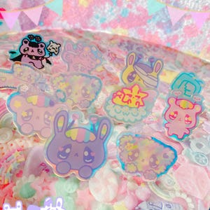 KG Kawaii Characters Rainbow acrylic ring, fairykei ring, kawaii ring, pastel accessories, kawaii accessories, fairykei accessories,