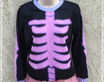 Pastel Goth Sweater (black), Skeleton Sweater, Sweater, Kawaii Sweater, Pastel Sweater