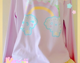 Dreamer Rainbow Cloud Friends ,  Starry Rainbow Sweater, Fairy Kei Sweater, Fairykei Sweater