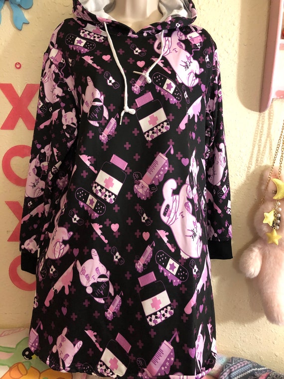 Hurt Bunny Hurt Yami Kawaii Menhera Hoodie Dress Menhera Etsy Hurt Bunny Hurt Yami Kawaii Menhera Hoodie Dress Menhera Etsy
