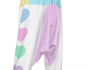 Kawaii Pastel Cute Heart harem pants, Boystyle Fairykei, Boystyle pants, pastel pants, pastel joggers, kawaii pants