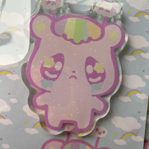 Emotion Bär Crying Glitter Acryl Pin, Acryl Pin, Kawaii Pin, Kawaii Acryl Pin, Kunststoff Epoxy Pin, süße Pin, Kawaii Brosche