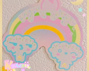 Rainbow Cloud Friends Magnet, Kawaii magnet, cute magnet, adorable bear magnet