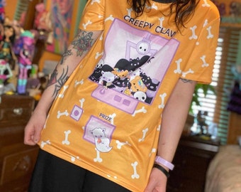 Creepy Claw Machine Shirt, Bat Tee, Pastel Goth T-Shirt, Pumpkin Ice cream cone bear,  Halloween Tee, Halloween T-Shirt