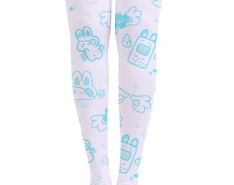 Tenshi Kaiwai Usagi Bunny OTK, Starry Over the Knee, Kawaii OTK Socks, Pastel  OTK Socks