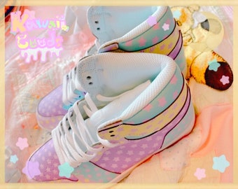 Dreamy Fairykei Colorblock Starry Sneakers (Women) kawaii shoes, fairykei sneakers, pastel sneakers, kawaii cute sneakers