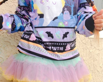 Maglione Candy Cemetery 2.0, maglione gotico pastello, maglione spettrale, maglione inquietante, maglione kawaii, maglione fantasma