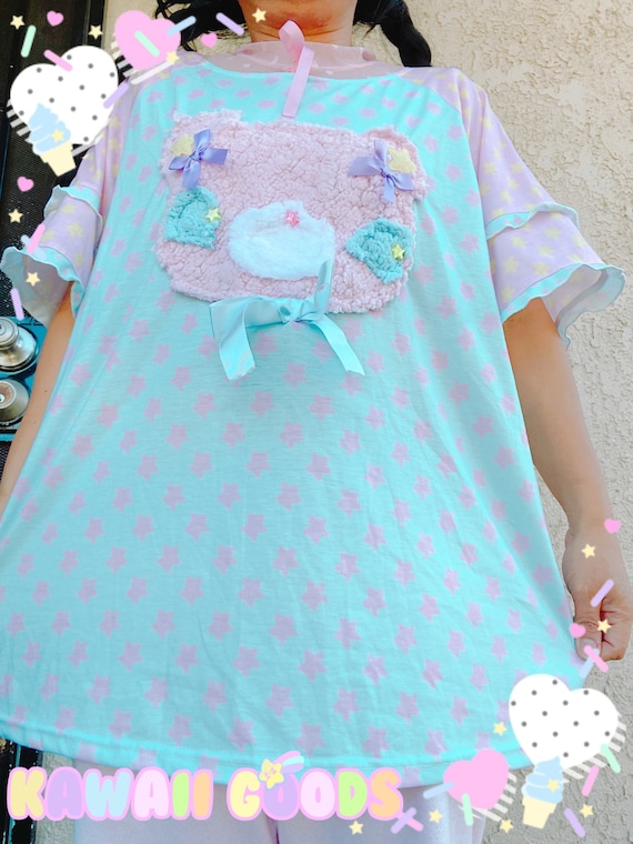 Dreamy Custom  Bear Fuzzy Fairykei top, kawaii top, cute top, pastel top (in stock)