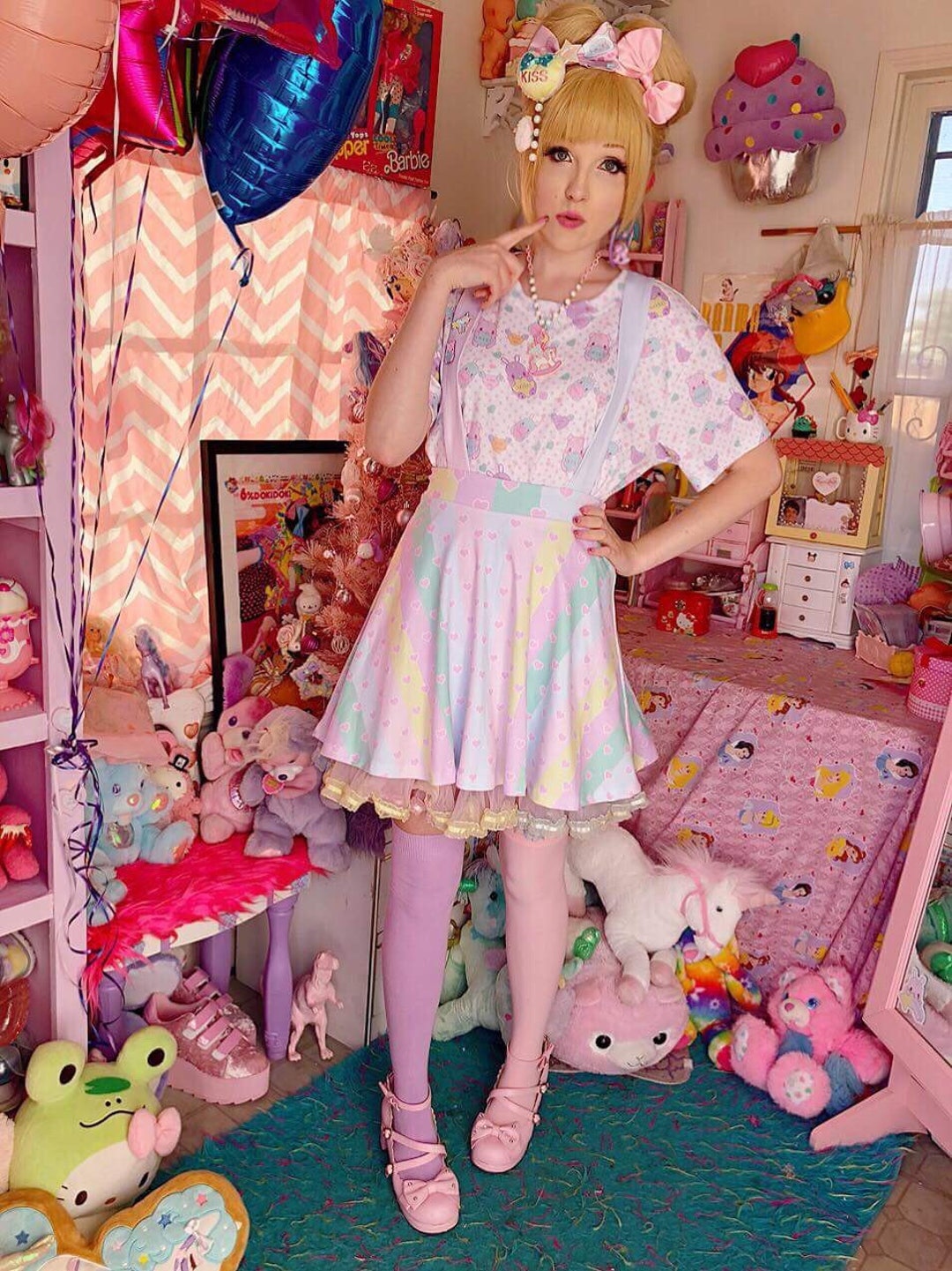 Pastel Rainbow Stripe Heart Yume Kawaii Suspender Skirt, Pastel Skirt, Fairy  Kei Skirt, Kawaii Skirt -  Hong Kong