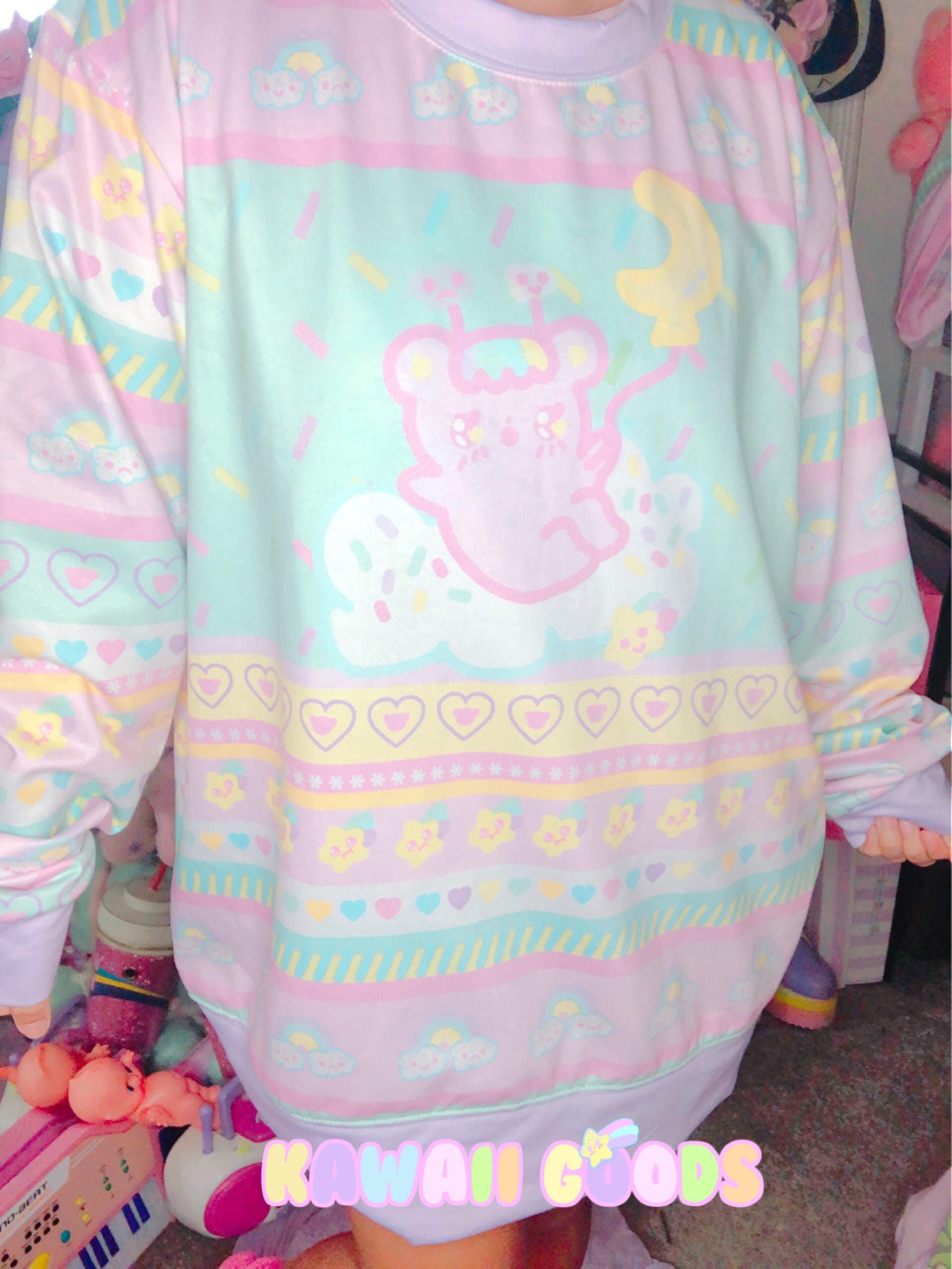 Kawaii Pastel Shooting Star Emotion Bear Fairy Kei Sweater Etsy