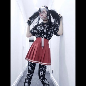 Hurt Bunny Yami Kawaii, medicijnpanty, grijstinten (DEATH) legging, menhera-legging, menhera-panty, menhera-kleding, menhera-kleding