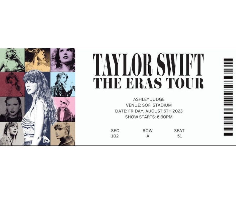Taylor Swift the Eras Tour Souvenir Ticket Stub Custom TS the Etsy Israel