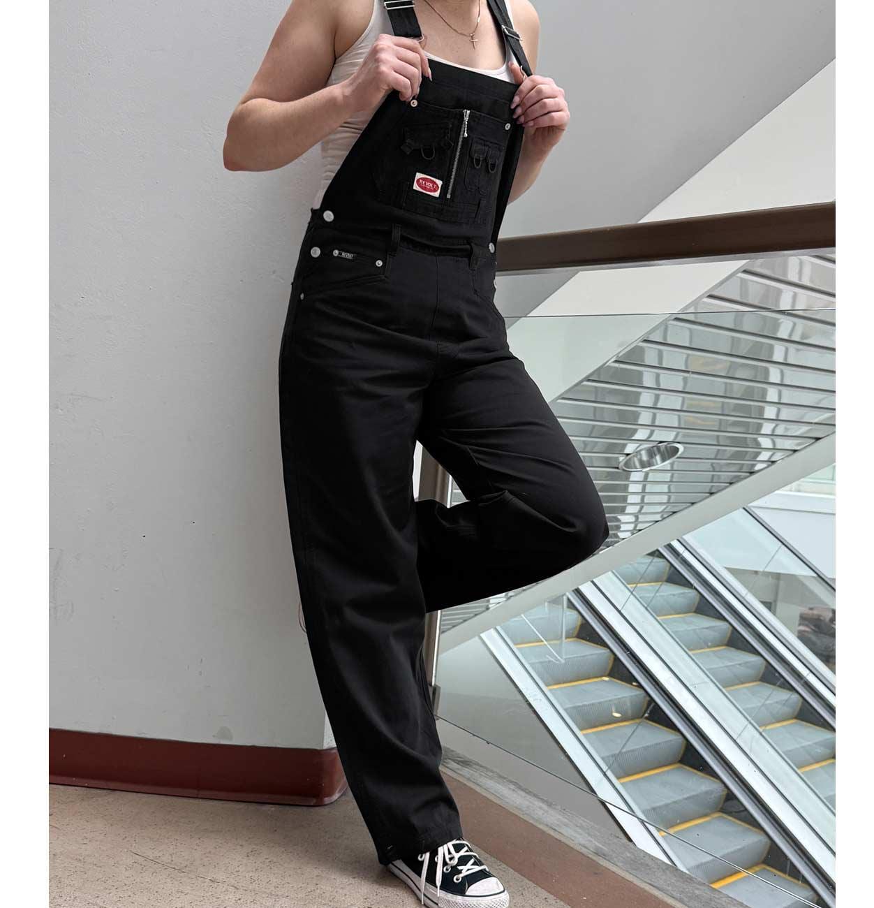 Plus Size 90s Vintage Black Cotton Overalls - Revolt Clothing Co